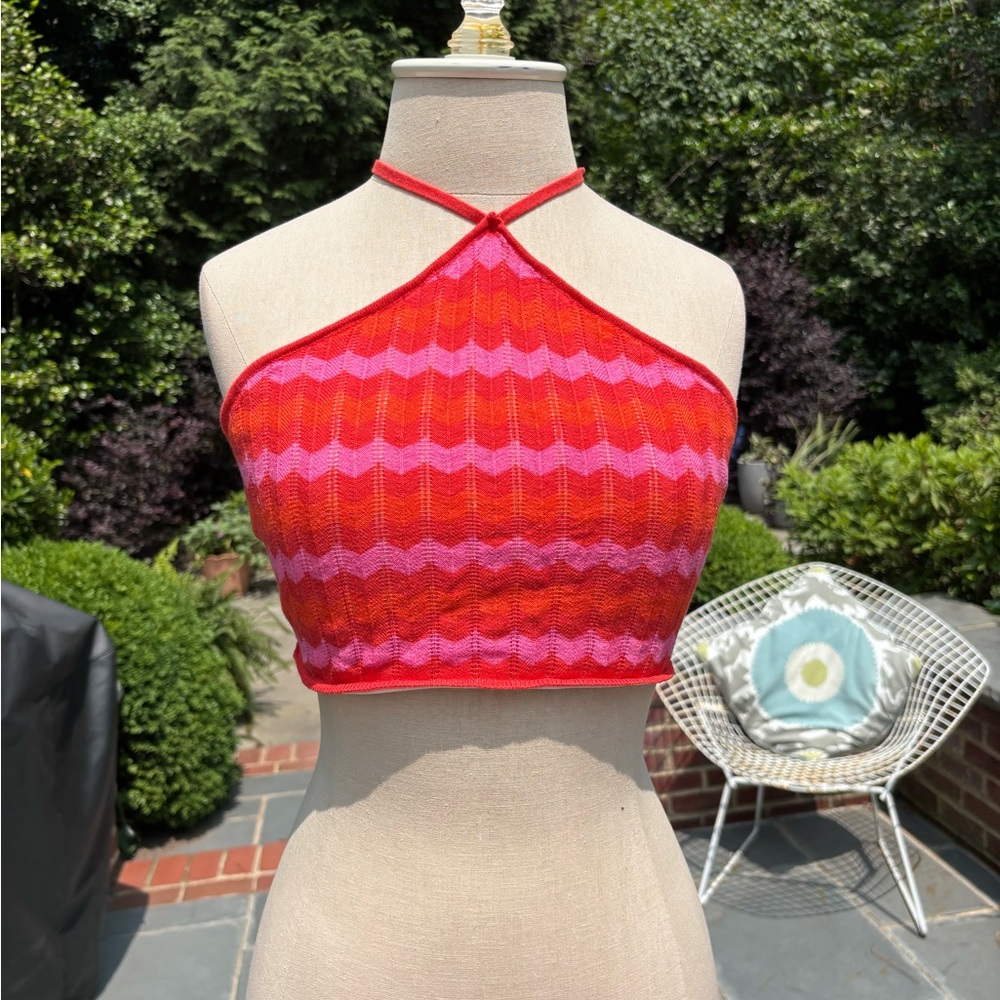 Show Me Your MuMu Red and Orange Halter Crop Top
